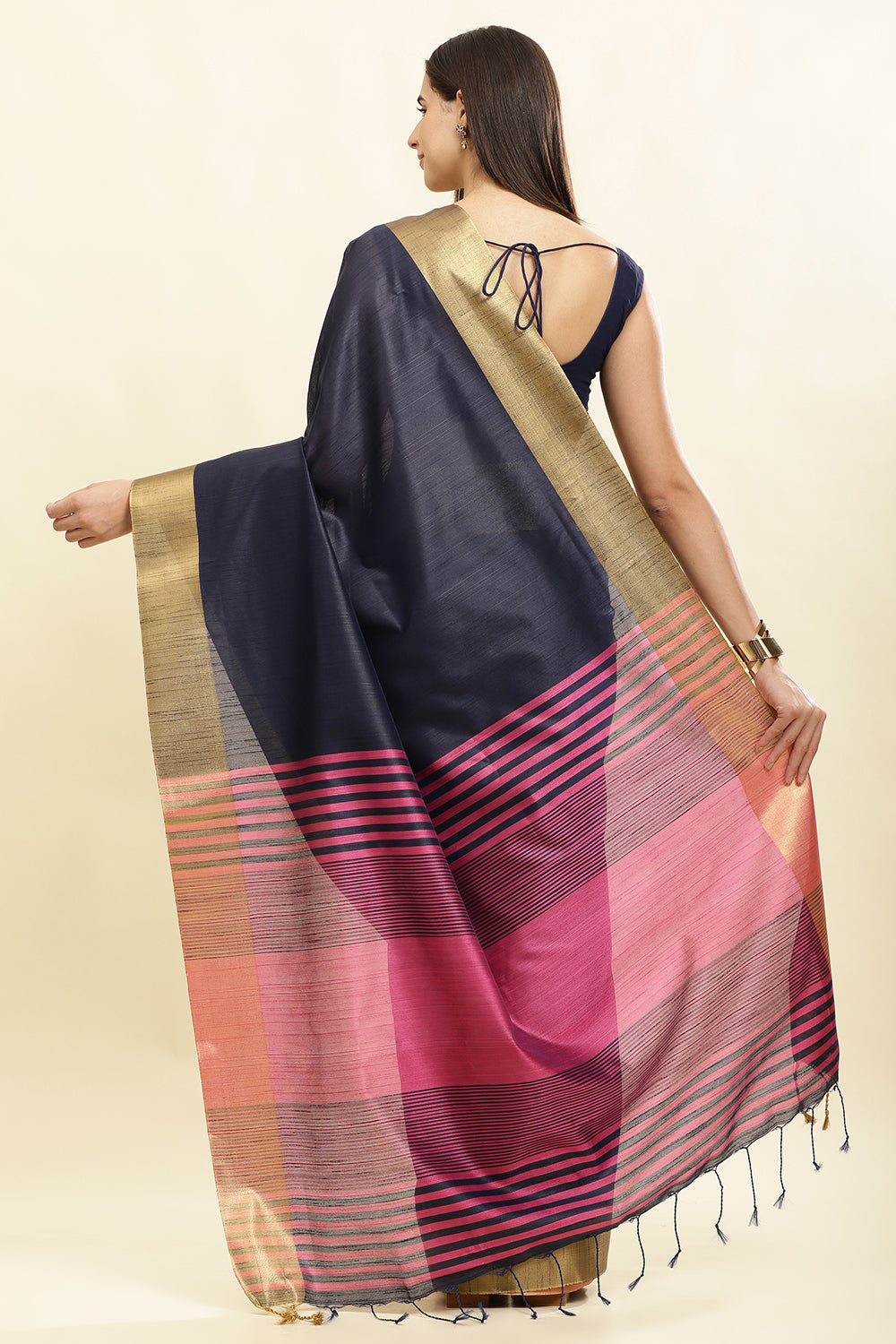 Navy Colour Silk  Woven Saree