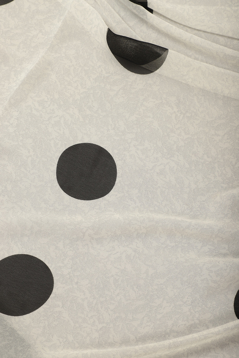 Grey & Black Polka Dot Printed Georgette Saree