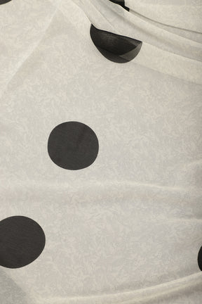 Grey & Black Polka Dot Printed Georgette Saree