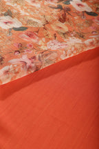 Orange Color Floral Printed Chiffon Saree