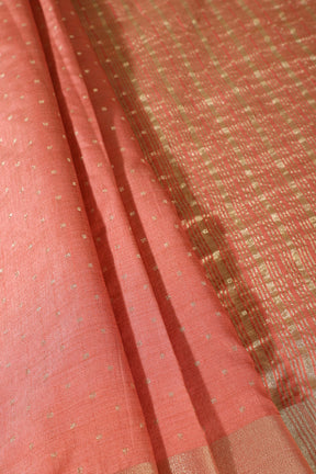 Peach Zari Woven Silk Saree