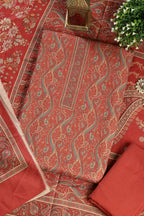 Rust Color Pashmina Digital Printed Unstitched Suit Material