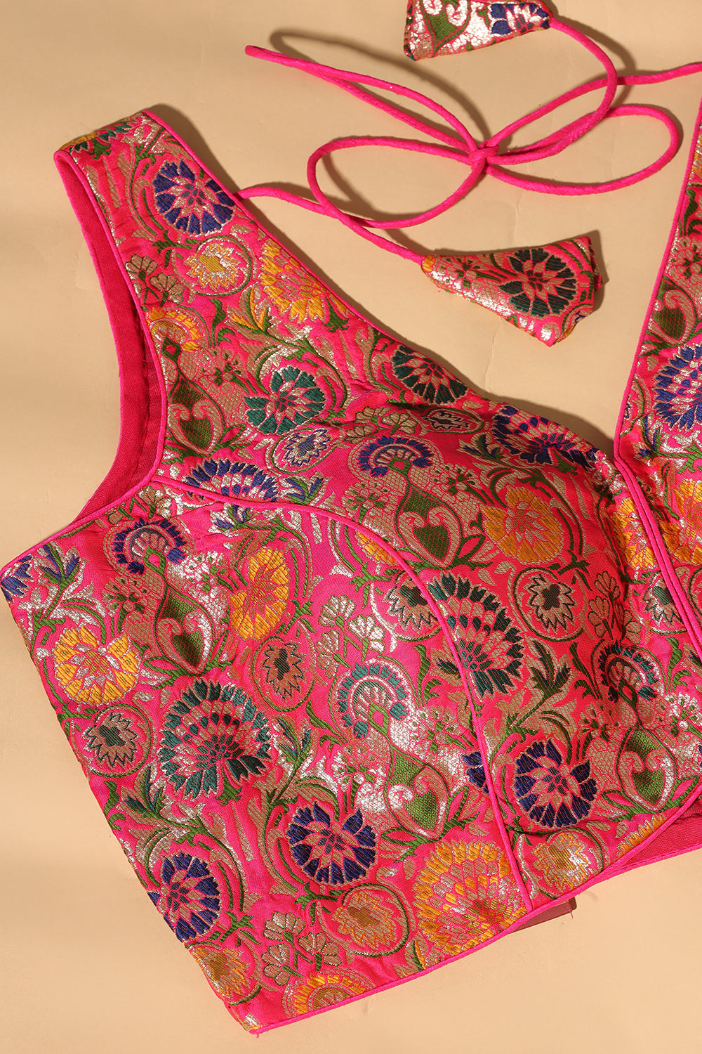 Red Brocade Sik Resham And Zari Woven Readymade Blouse
