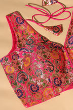 Red Brocade Sik Resham And Zari Woven Readymade Blouse