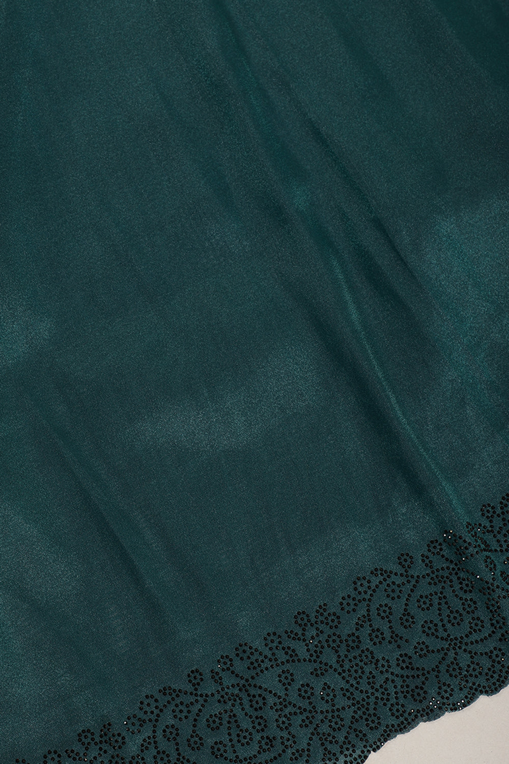 Bottle Green Color Tissue Silk Saree with Swarovski Border