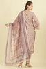 Beige Cotton Floral Printed And Neck-EmborideredUnstitched Suit Material