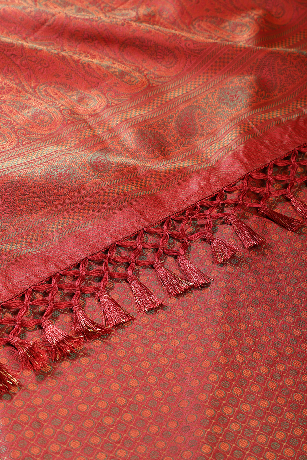 Maroon Cotton Silk Resham & Zari Woven Saree