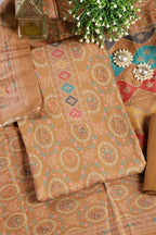 Mustard Pashmina Digital Printed Unstitched Suit Material