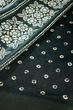 Bottle Green Color Cotton Silk Block Printed Saree