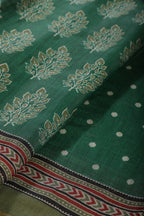 Green Cotton Silk Block Printed Saree
