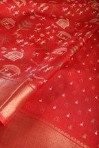 Red Cotton Silk Printed Saree
