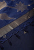 Navy Tussar Silk Floral Zari Woven Saree