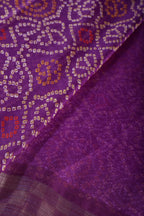 Purple Chiffon Bandhani Printed Saree