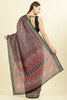 Black Ajrakh Block Printed Cotton Saree