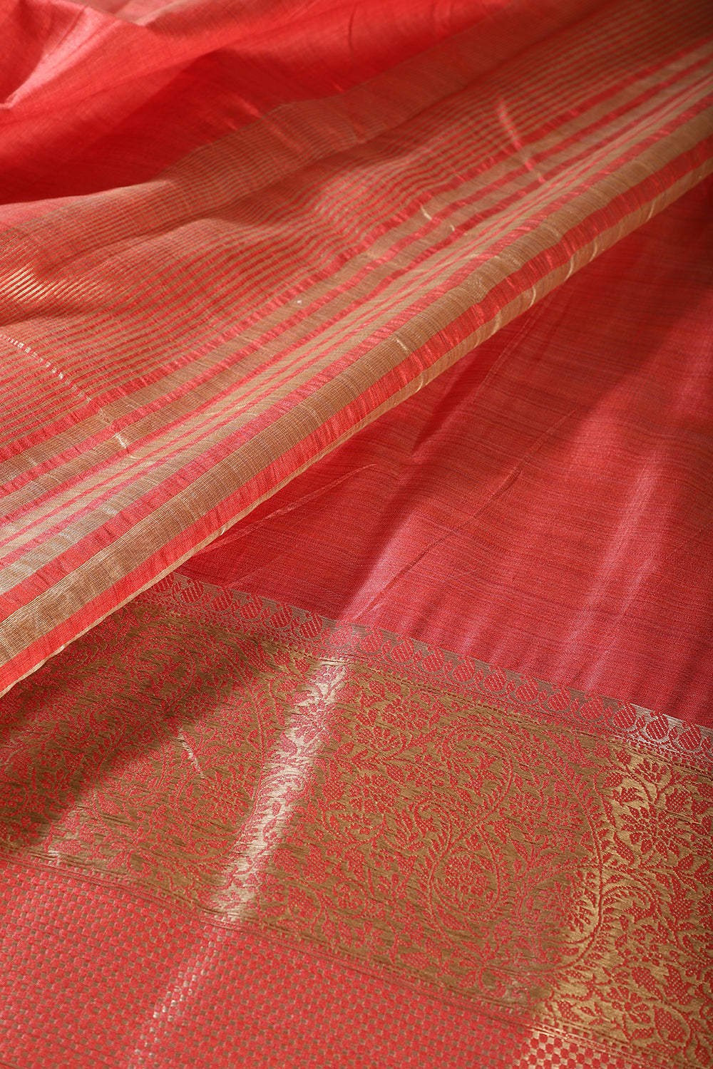 Red Cotton Silk Woven Saree