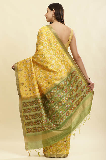 Mustard Cotton Silk Resham Woven Saree