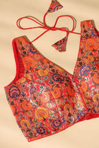 Red Georgette Resham And Sequins Embroidered Readymade Blouse