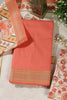 Peach Cotton Unstitched Suit Material With Floral Printed Dupatta & Salwar