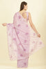 Lavender Floral Resham Embroidered Cotton Saree