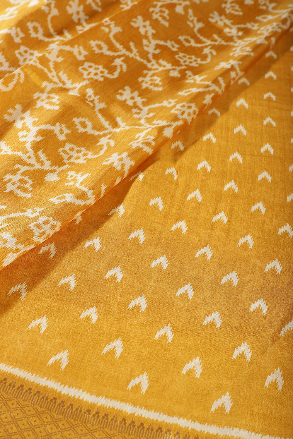 Mustard Color Cotton Silk Printed Saree