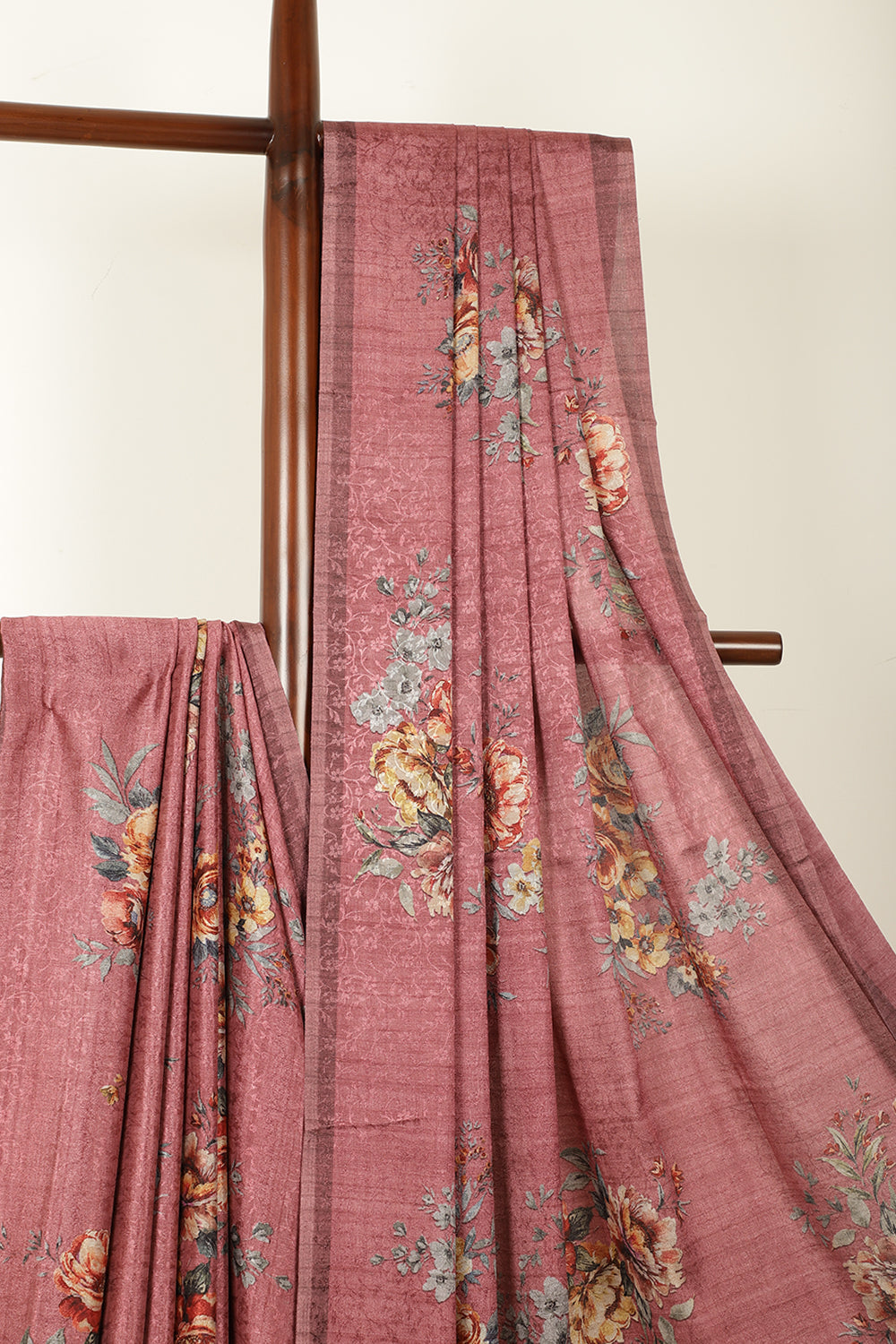 Dusty Pink Jacquard Silk Printed Saree