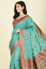 Teal Silk Madhubani Woven Saree