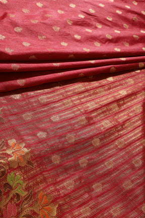 Maroon Color Silk Resham & Zari Woven Saree