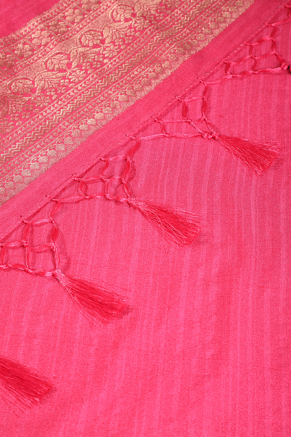Dark Pink Colour Cotton Silk Zari Woven Saree