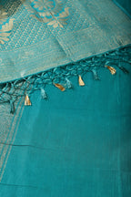 Teal Floral Zaal Woven Silk Banarasi Saree