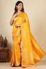Mustard Color Banarasi Woven Tussar Silk Saree
