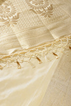 Cream Floral Zaal Woven Silk Banarasi Saree