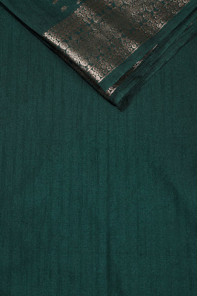 Bottle Green Colour Cotton Silk Zari Woven Saree