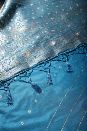 Muted Blue Color Art Silk Zari Woven Saree