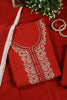 Rust Red Cotton Resham Embroidered Unstitched Suit