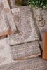 Beige & Brown Floral Printed Unstitched Suit Fabric
