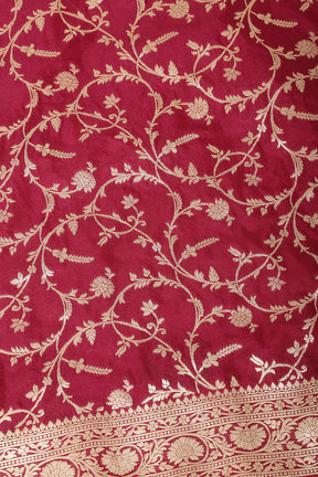 Wine Banarasi Silk Zari Woven Saree