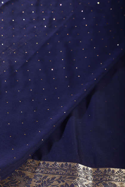 Navy Chinon Crepe Swaroski Work Saree