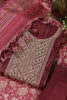 Wine Tussar Silk Neck Zari Embroidered Unstitched Suit