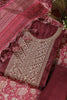 Wine Tussar Silk Neck Zari Embroidered Unstitched Suit