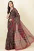 Black & Wine Cotton Bagru Printed Saree