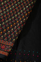 Black Silk Printed And Hand-Knot Work Saree