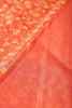 Orange Color Chiffon Floral  Printed & Zari Border Saree