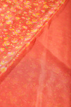 Orange Color Chiffon Floral  Printed & Zari Border Saree