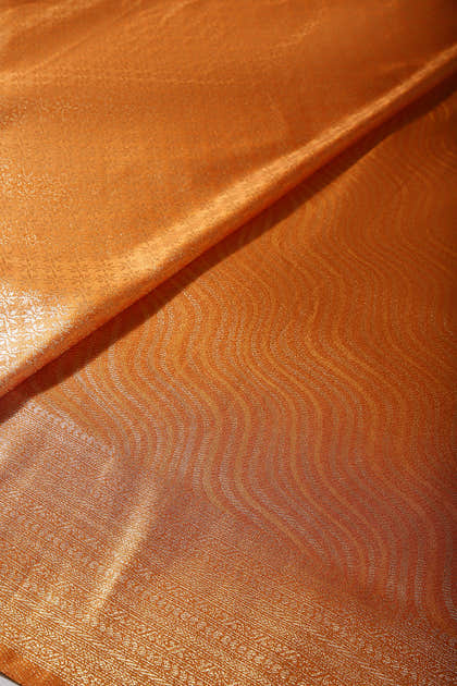 Brown Rust Colour Soft Silk Leheria Zari Woven Saree