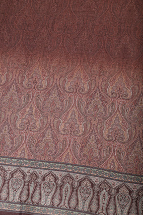 Brown Pashmina Printed And Neck Embroidered Unstitched Suit Material