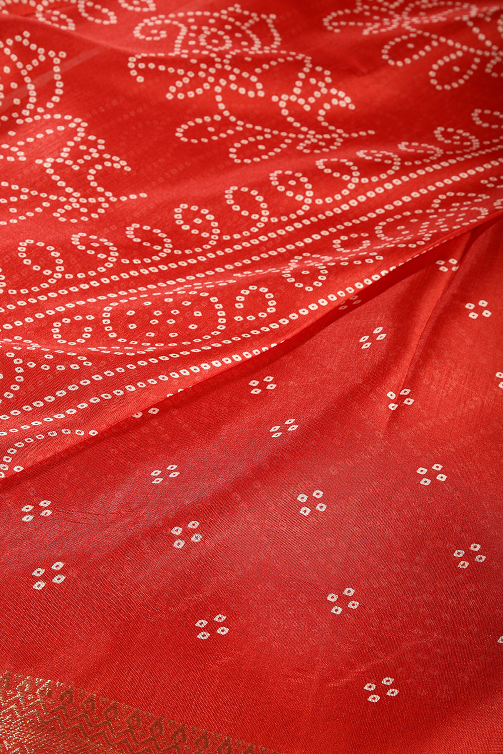 Red Color Block Printed Cotton Silk Saree