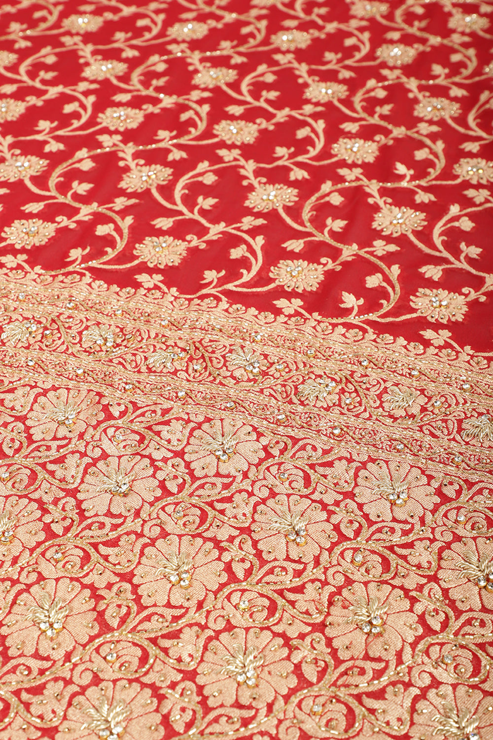 Red Color Pure Khaddi Georgette Banarasi Saree