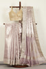 Mauve Color Pure Tissue Handloom Zari Saree with Kundan & Zardozi Handwork