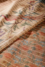 Brown Tussar Silk Printed Saree