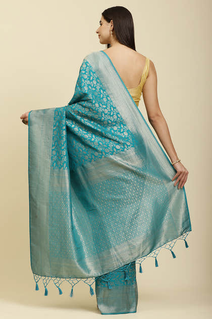 Eastern Blue Lightweight Banarasi Silk Weaving Saree